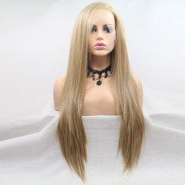 Woman blonde front lace wig