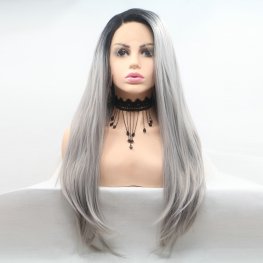 Grey Silky Straight Lace Front Wig